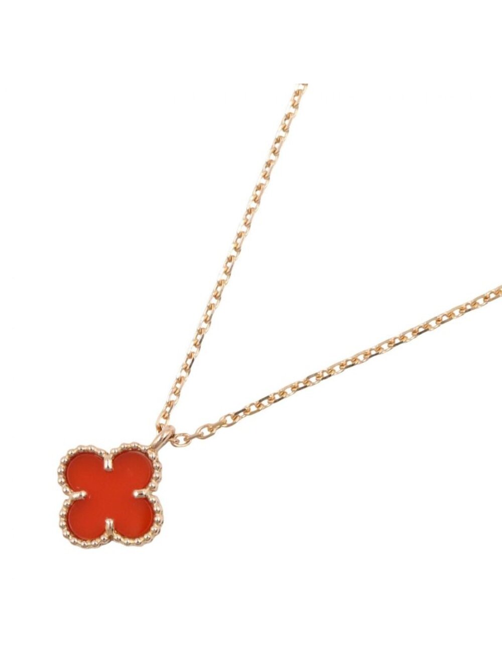 Van Cleef & Arpels Necklace Sweet Alhambra Carnelian 39.5 18k Pink Gold